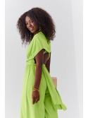 Elegant jumpsuit with wide legs and a tied top, lime 44610 - Online store - Boutique